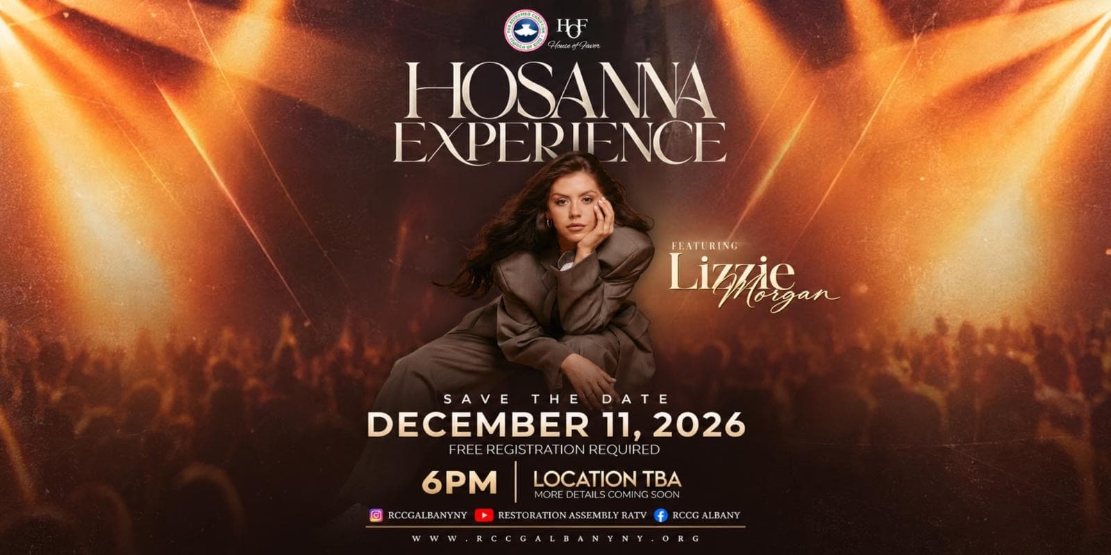 Hosanna Experience December 11, 2026, featuring Lizzie Morgan